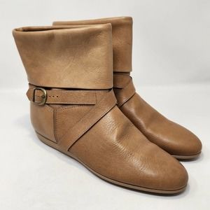 Mason Shoe Brand Tan Brown Leather Ankle Boots Womens 9 B Vintage Slip On Straps